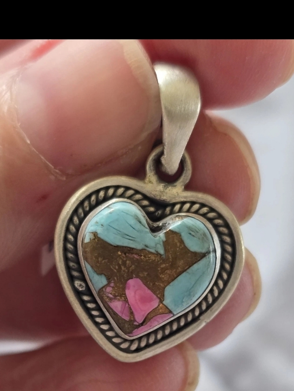 Cotton Candy Turquoise Pendant In Sterling Silver, Southwestern